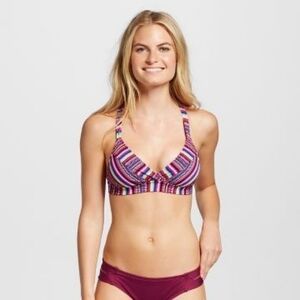 Mossimo Women's Cross Back Bralette Bikini Set - Deep Red - Top: D/DD Bottom: M